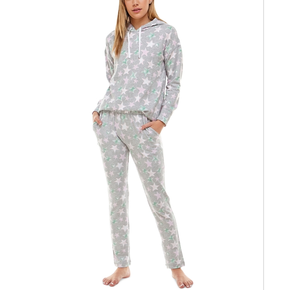 Roudelain drop shoulder hoodie and slim pant set Bright Stars Soft Silver xlarge